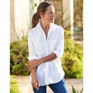 Frank & Eileen Joedy White Cotton Poplin Boyfriend Button Up Shirt Blouse XXS
